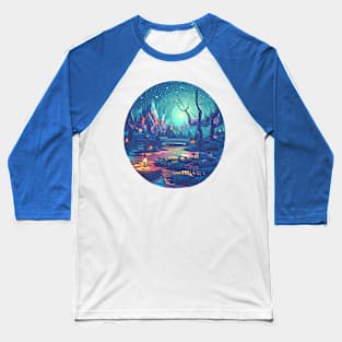 Magic Lantern Lighting Lake Water Pond Reflection Watercolor Baseball T-Shirt